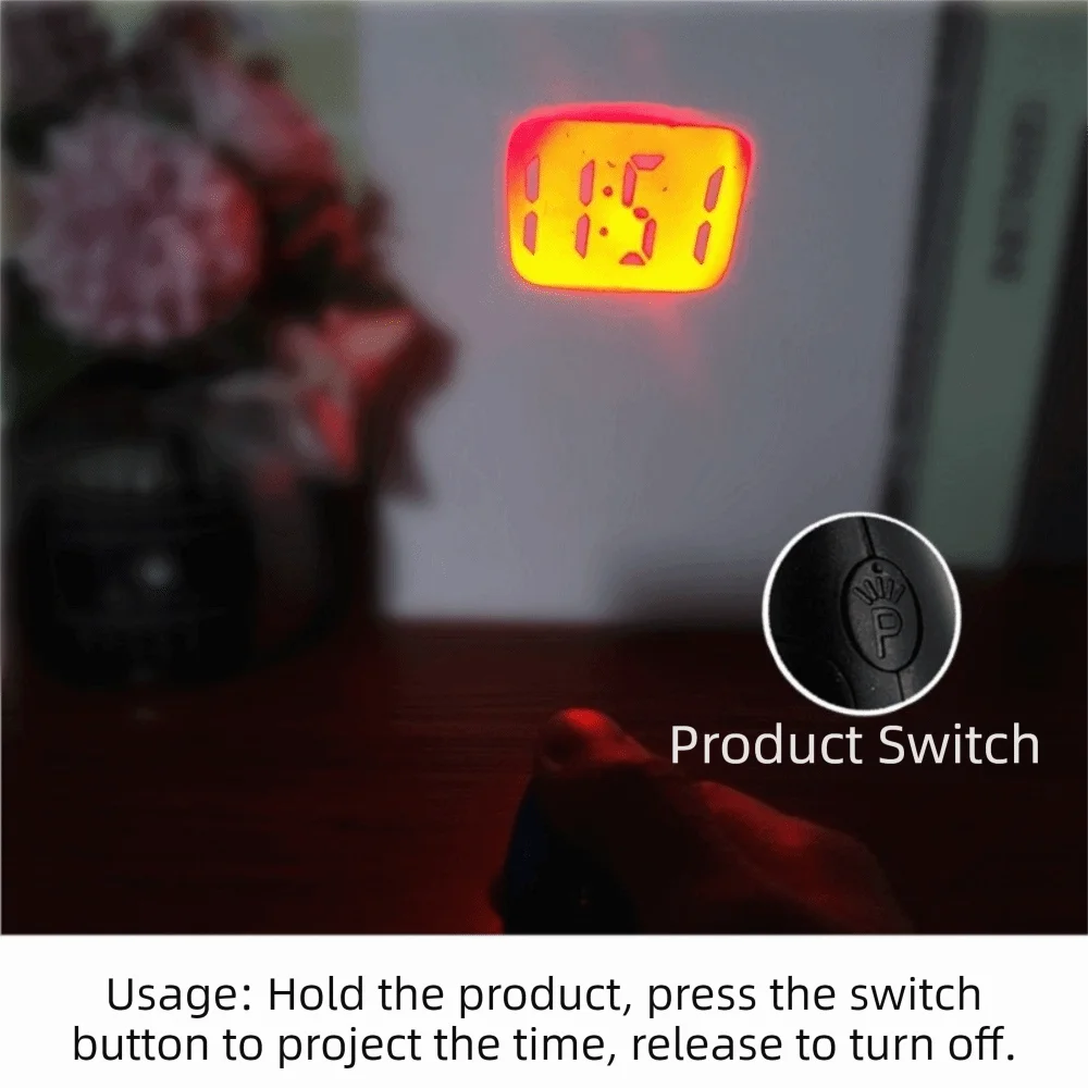 Portable Mini Digital Projection Clock Digital Display Time Projection Electronic Clock Key Chain Plastic LED Projection Clock