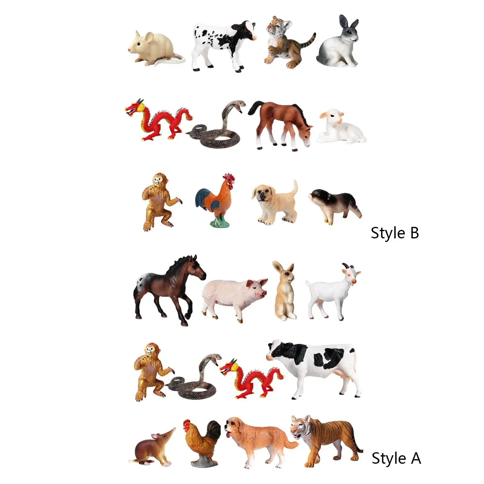 12Pcs Animals Model Lifelike Cake Topper Kids Educational Toy for Kids Toy Boys