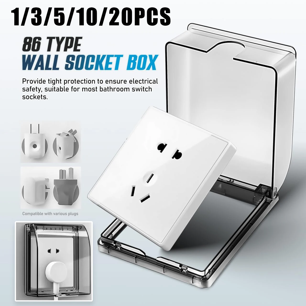 86-Type Universal Electrical Socket Cover Transparent Waterproof Switch Plate Protector Durable Household Wiring Accessories