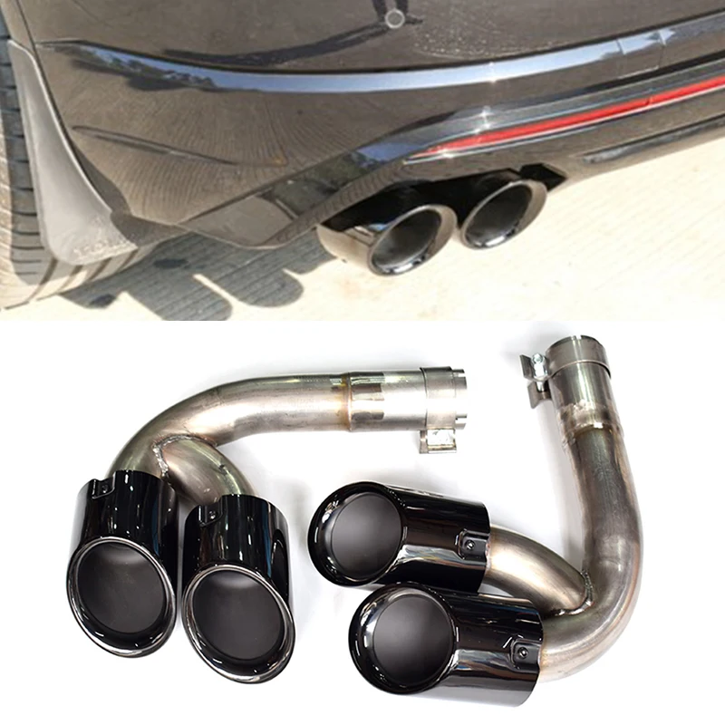 For 2018-2024 Volkswagen Touareg 2.0/3.0, The Original Rectangle Upgrade Three-layer Black-Plated Four-Outlet Sports Exhaust Tip