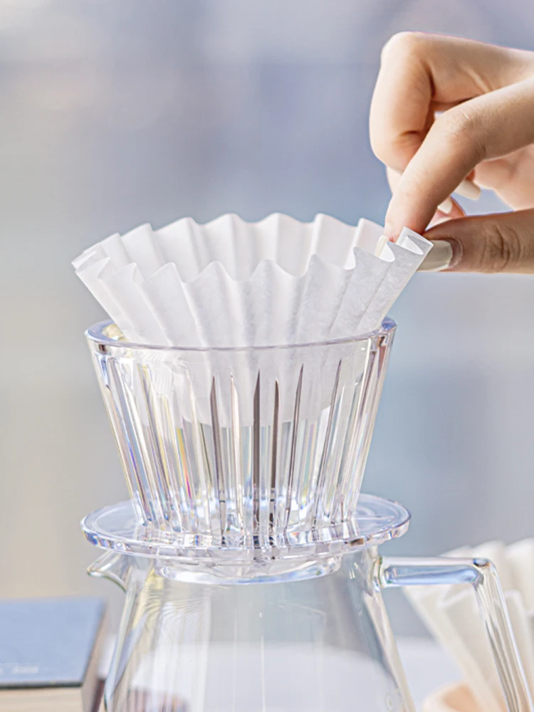 Wave Coffee Dripper Crystal Eye Pour Over Coffee Filter PCTG 1-2 Cups Coffee Maker Flat Bottom Increase Uniformity