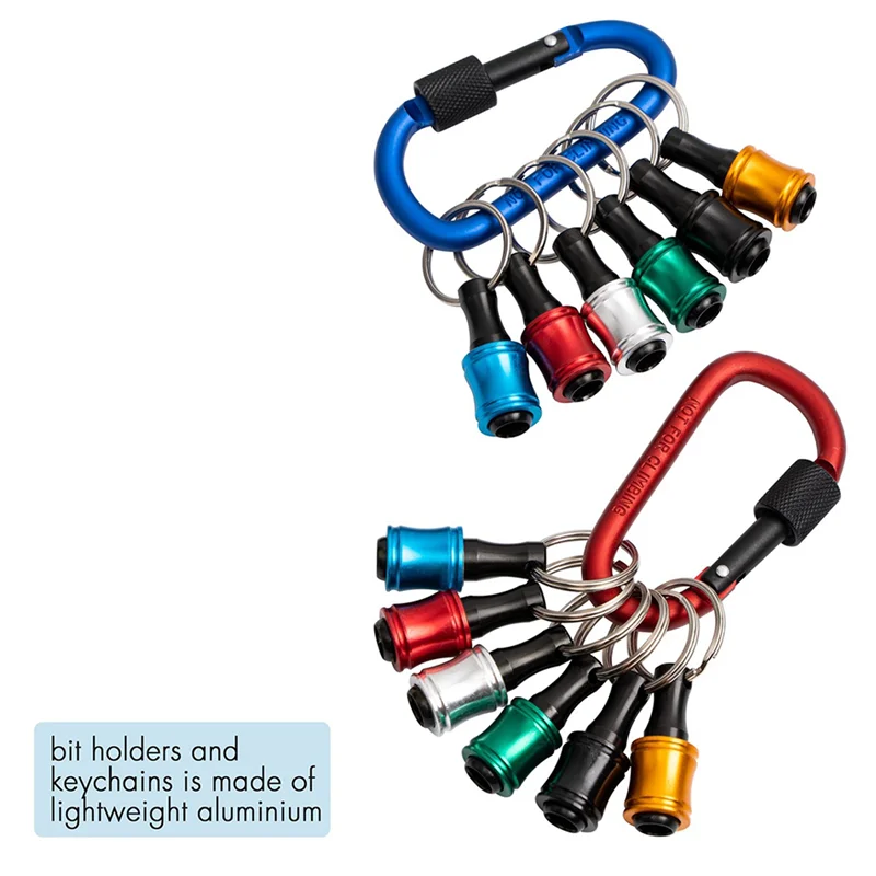 M11K-Bit Holder Keychain,4 Sets Of 12PCS 1/4 Drill Bit Holder, Easy Release And Quick Change Bit Holder