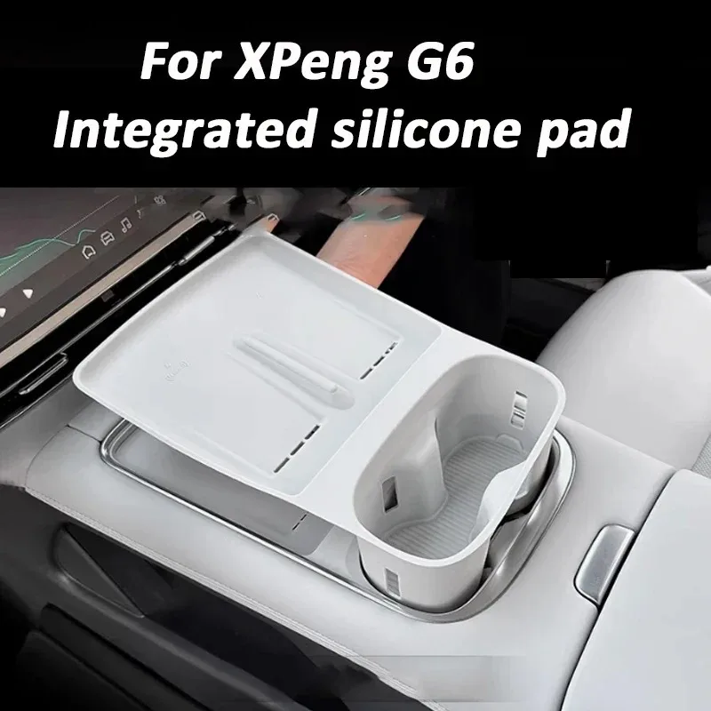 for Xpeng G6 2025  Cup Holder With Anti Dirt Pad Phone Charging Silicone Anti-slip Shock-Absorbing Tray Accessiories