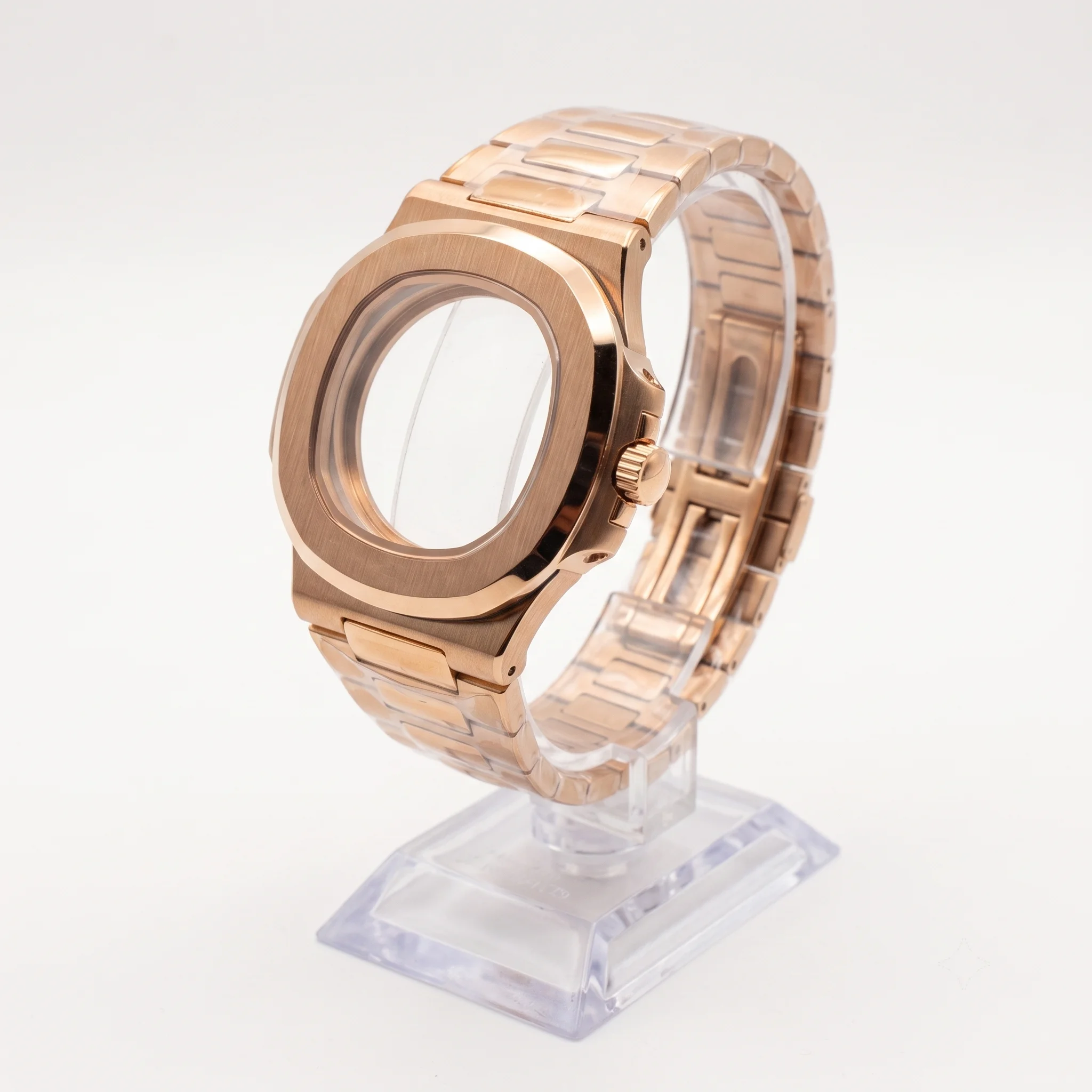 Image of 40mm Nautilus Uhrengehäuse Mod-Kit Edelstahlarmband Schmetterlingsverschluss Passend für NH35 NH36 NH38 8215 30,5mm Durchmesser