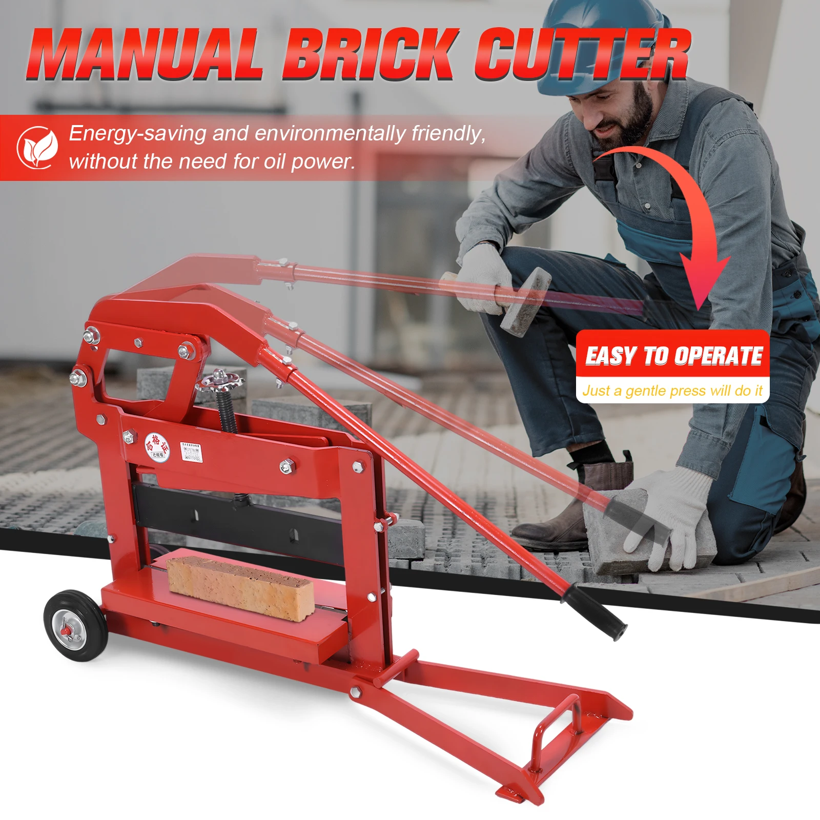 

Brick Buster Cutter Tool with Wheels Block Splitter Paving Cutter 0-11.8in Cutting Thickness for Slotting Granite Marble