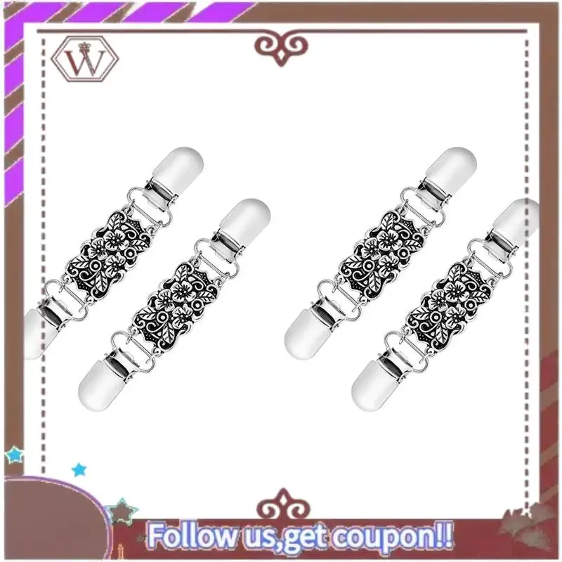 

A95D-4 PCS Retro Sweater Shirt Clips Cardigan Collar Clips Dresses Shawl Clip For Women Girls, Style 1