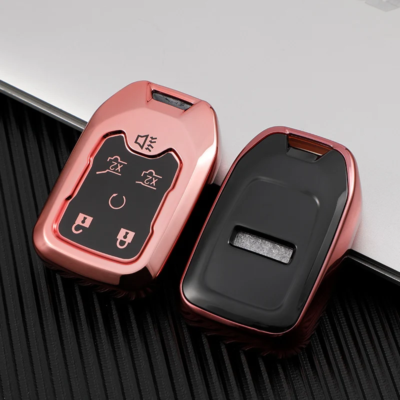 6 Buttons Soft TPU Car Key Cover Case For Chevrolet 2015 2016 Gmc Yukon Suburban Tahoe Smart Auto Accessories Key Ring