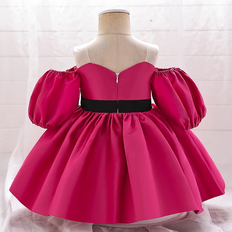 Formal Toddler Rose 1st Birthday Dress For Baby Girl Clothes Baptism Puff Sleeve Princess Dress Girls Dresses Party Gown 0-2Y