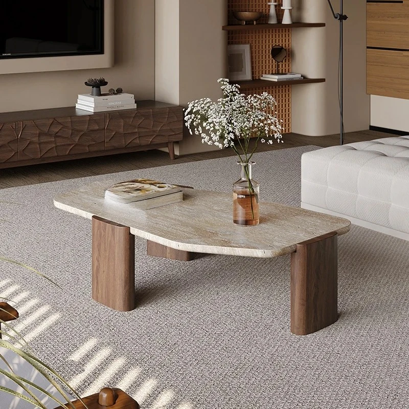 

JC Travertine coffee Table, Organic Minimalist for Home & Boutique, Heat & Scratch Resistant, Artisan Customizable