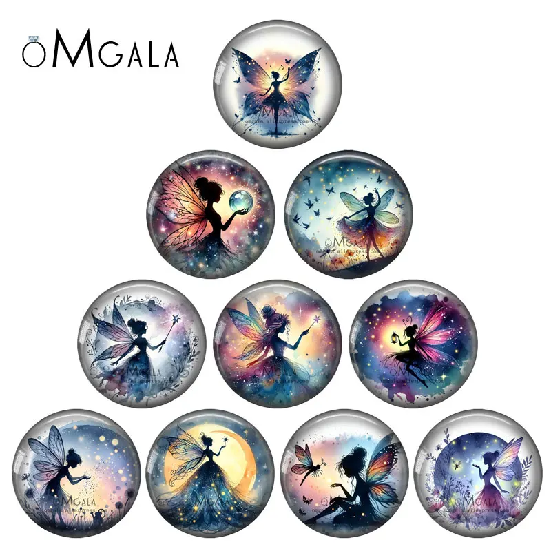 Magiczne akwarelowe skrzydła wróżki 12mm/18mm/20mm/25mm Okrągłe zdjęcie szklany kaboszon demo płaski tył Dokonywanie ustaleń