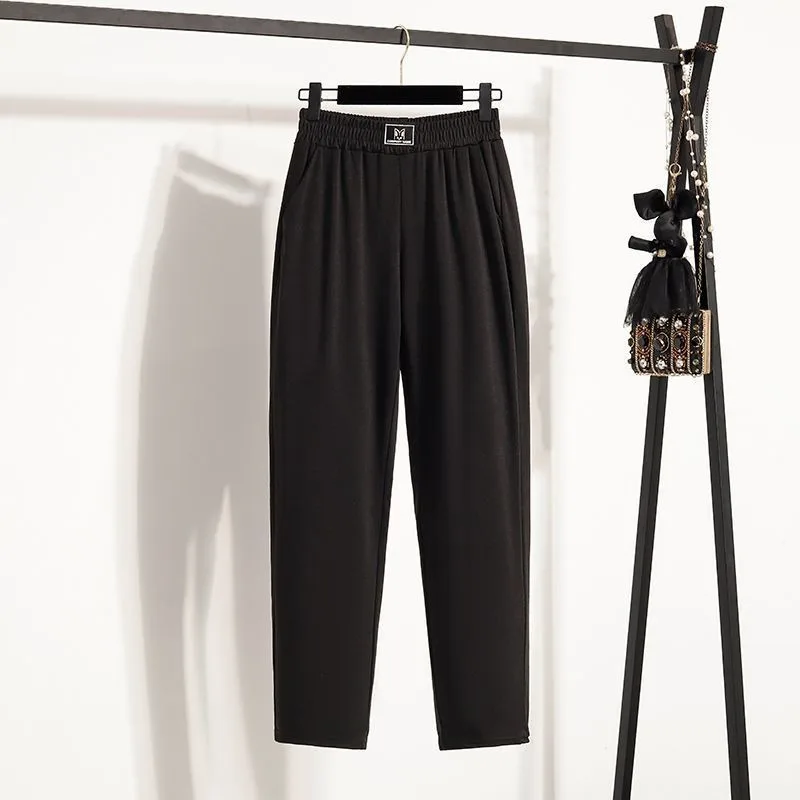 

Новый стиль, шаровары, женские летние тонкие свободные тонкие повседневные брюки-морковки с девятью точками, женские черные брюки