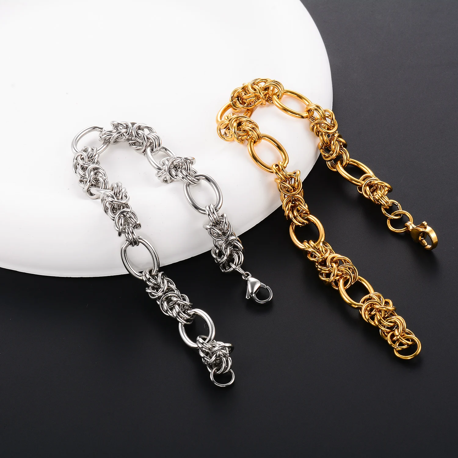 Punk-Gothic-Knoten-Link-Armbänder aus Edelstahl, 10 mm, Hip-Hop-Armreif für Männer, großer schwerer Schmuck, Zubehör für die Schmuckherstellung – Detail 1