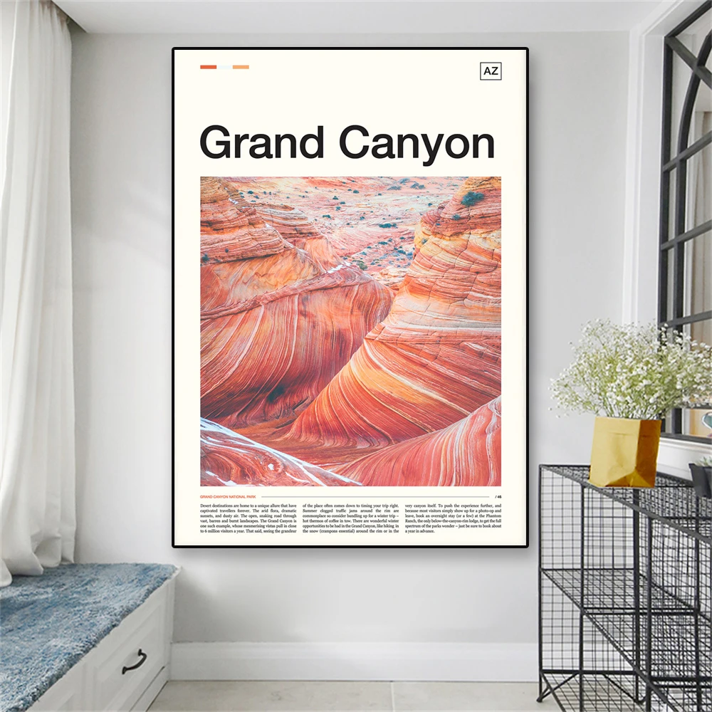 Grand Canyon Print Travel Poster Grand Canyon National Park Canvas Painting Arizona United States Pictures Home Room Decoration