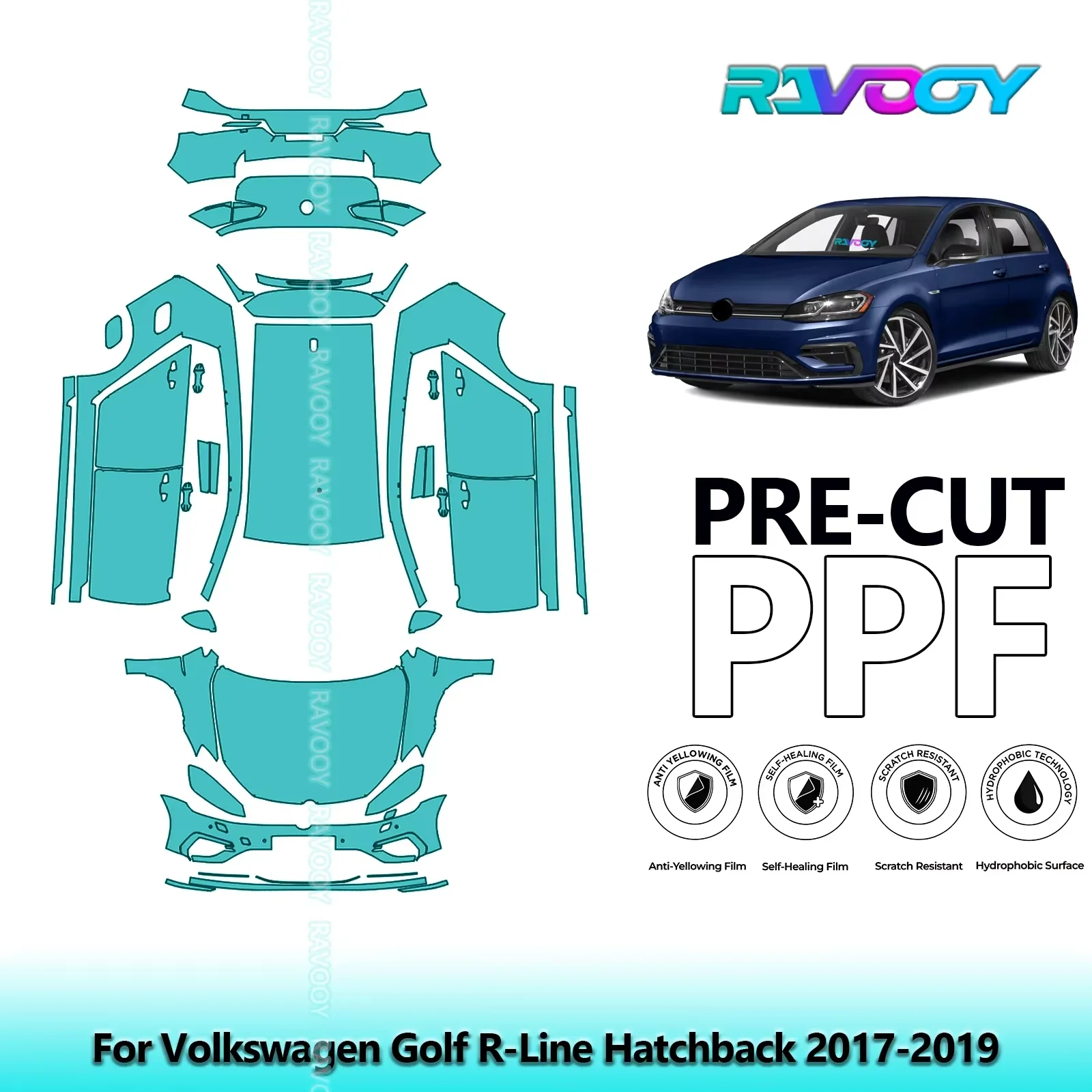 

Full Vehicle Clear Bra Precut PPF Paint Protection Film For Volkswagen Golf R-Line Hatchback 2017-2019