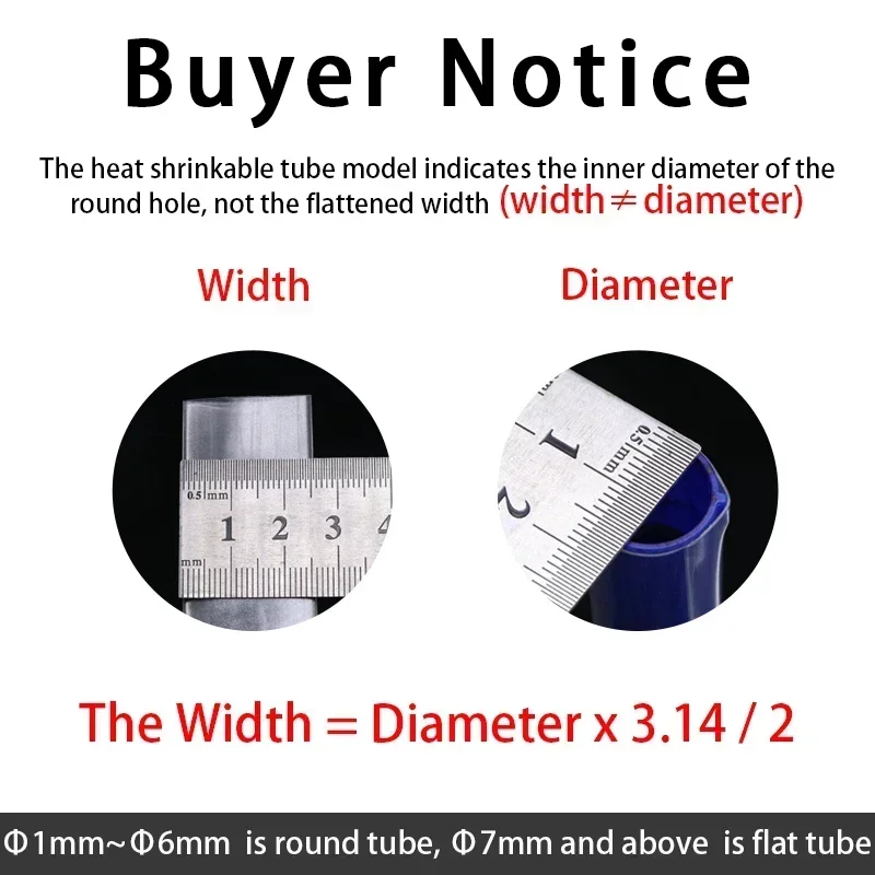 10 Meters Dia 0.6 0.8mm 1mm 2mm 3mm 4mm 5mm 6mm Heat Shrink Tube 2:1 Shrink Ratio Polyolefin Insulated Cable Sleeve Mul