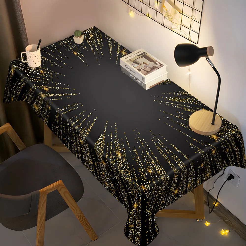 Premium black glitter powder tablecloth - luxurious rectangular party tablecloth - suitable for weddings