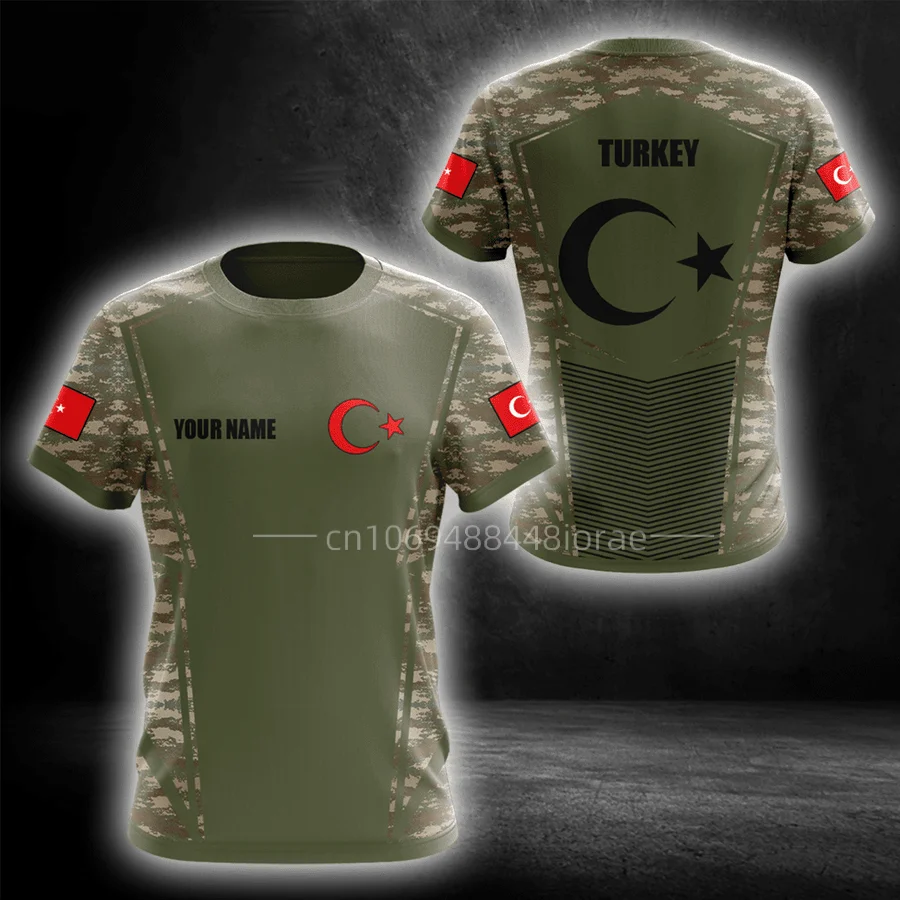 Camiseta con estampado de T-shirt3d de Turquía para hombre y mujer, camisa informal de cuello redondo transpirable con nombre personalizado, Top de