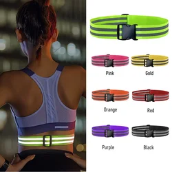 Unisex Adjustable Reflective Waistband High Visible Night Safety Gear Elastic Waist Arm Belts For Kids Adults Running Sports