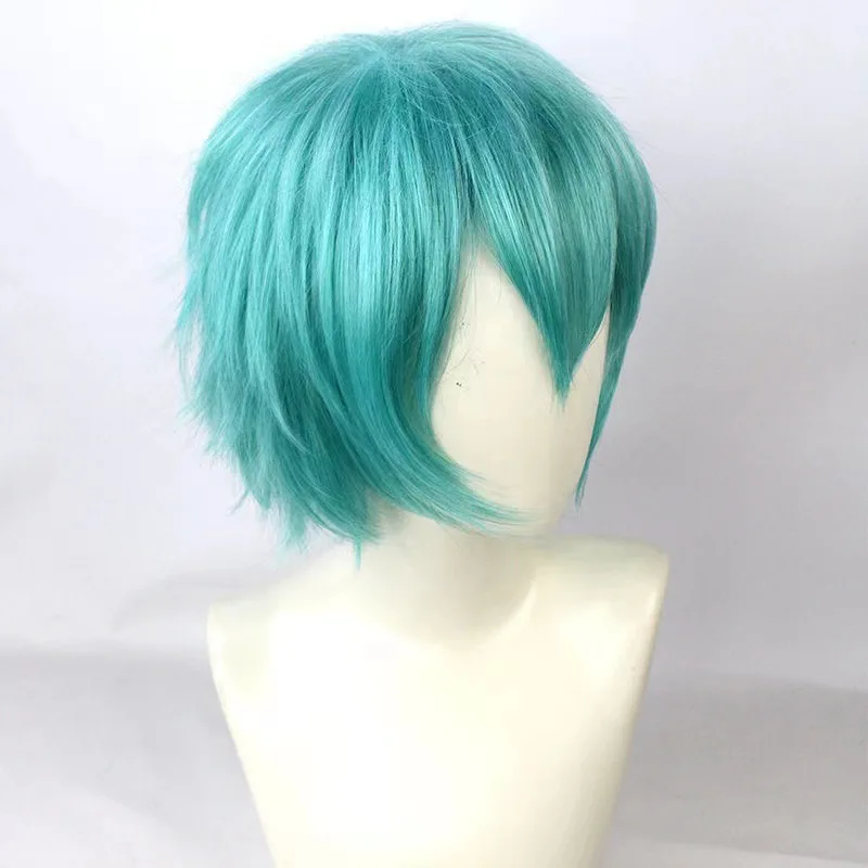 Mikuo Cosplay peluca Anime Miku pelo corto azul pelo de alambre de alta temperatura con gorro de peluca para hombres y mujeres