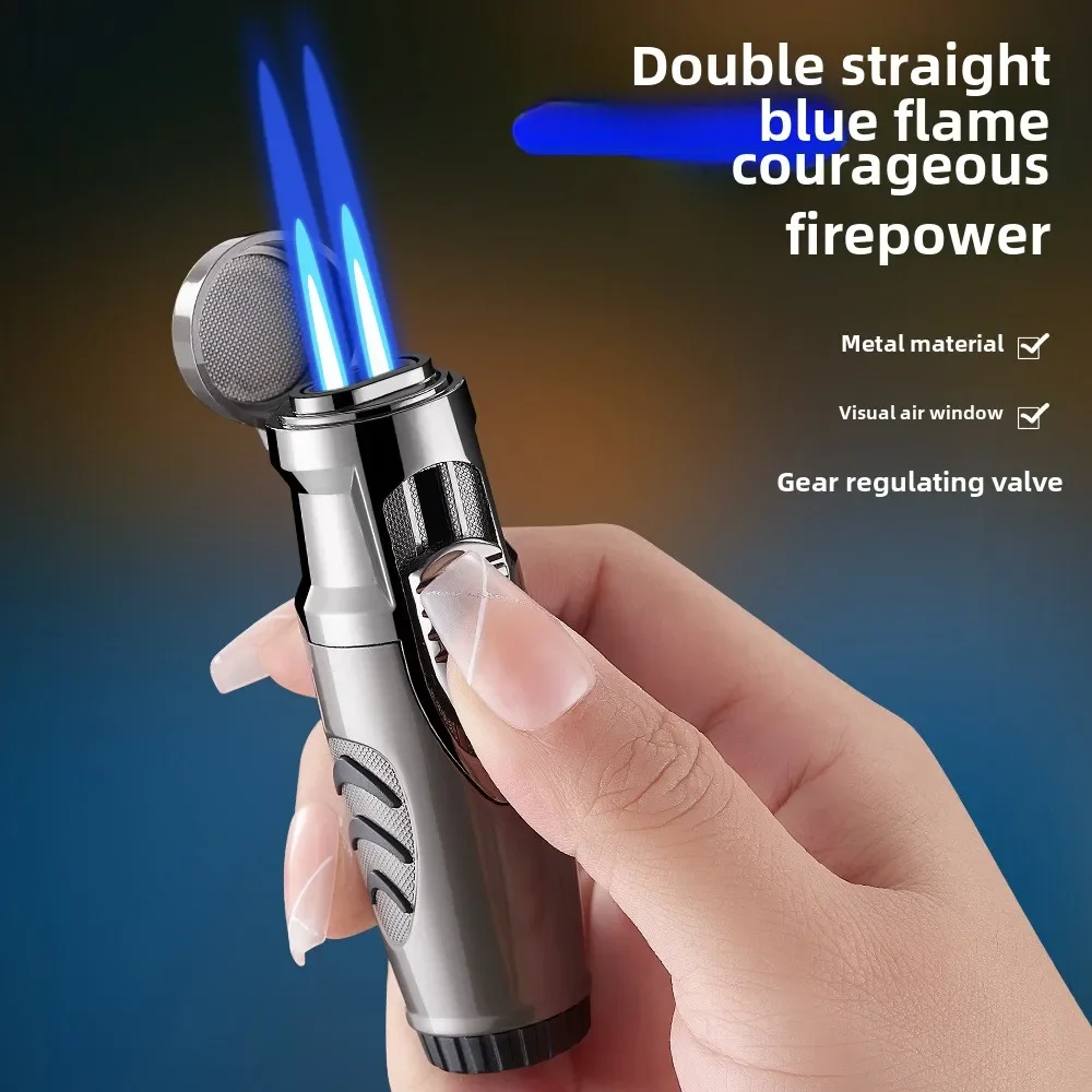 

New Portable Windproof Inflatable Cigar Lighter Outdoor Direct-flush Dual-flame Lighter Men's Gifts Wholesale Gadgets for Men
