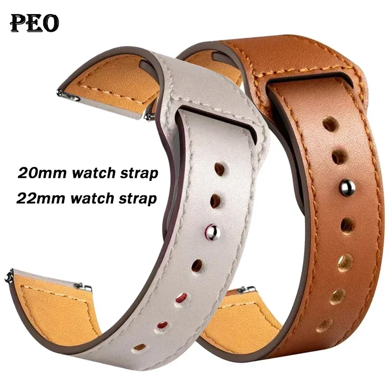 20/22 مللي متر حزام من الجلد لساعة سامسونج 7/6/4/5 40 44 مللي متر 43 مللي متر برو 45 مللي متر سوار لساعة جالاكسي 4 كلاسيك/نشط 2/3 46 مللي متر