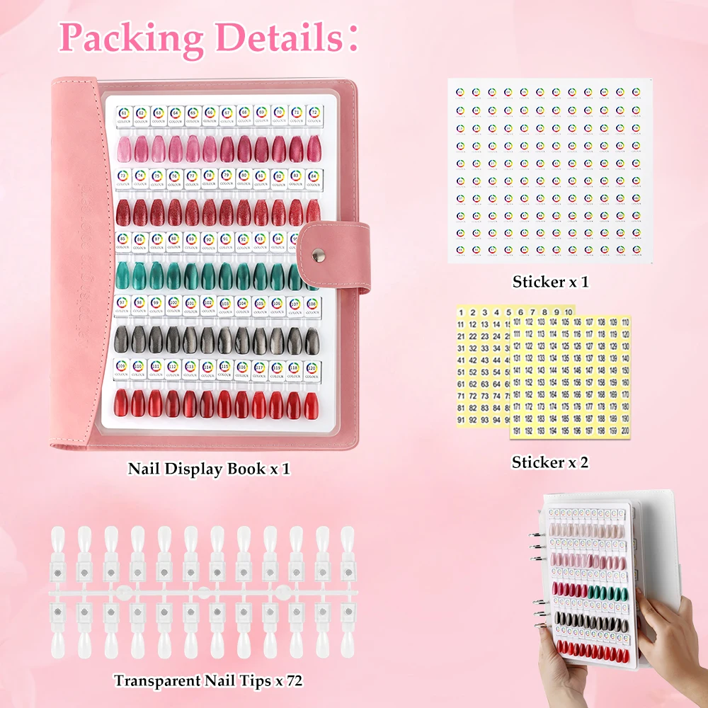 60/120 Colors Premium Magnetic Nail Swatch Book Crescent-Shaped Leather Cover Reusable Magnetic Nail Tips Removable Nail Tools image 3