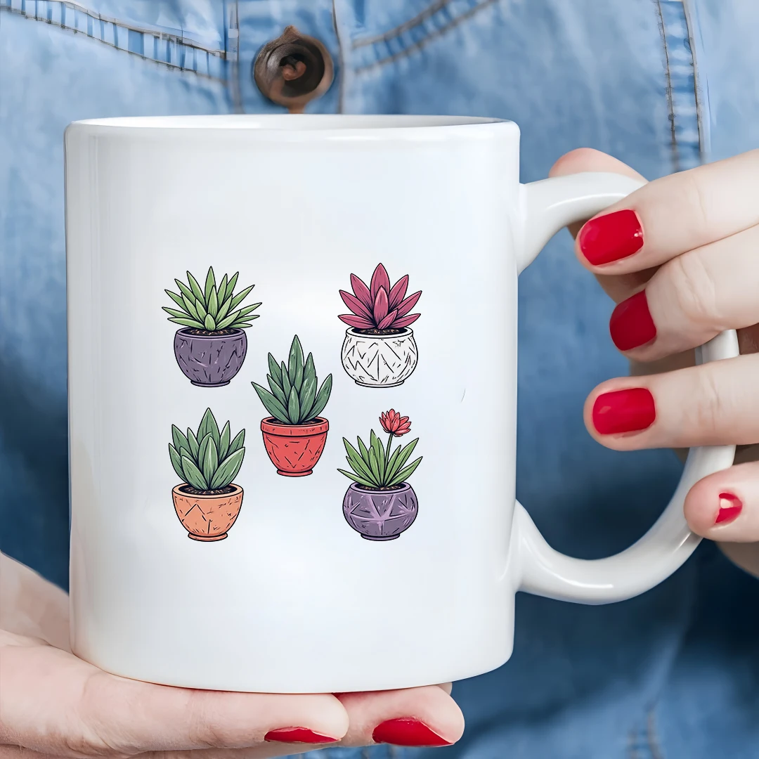 

5piece Succulent Planter Set with 5 cartoonstyle colorful pots in purple green white red and orange creative home greene