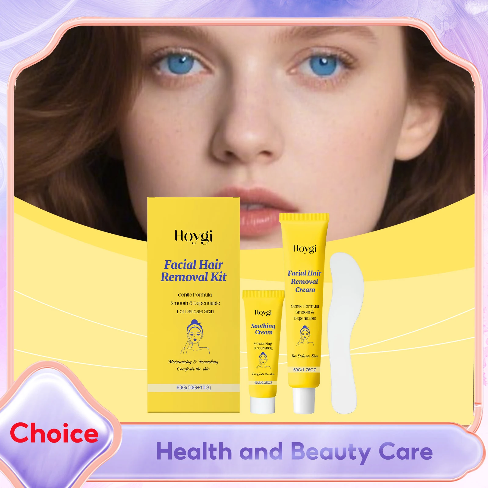 Facial Hair Removal Cream Kit Centella Asiatica Gentle Soft Quick Effect Painless Depilatory Nourish Skin Face Depilatory Creams