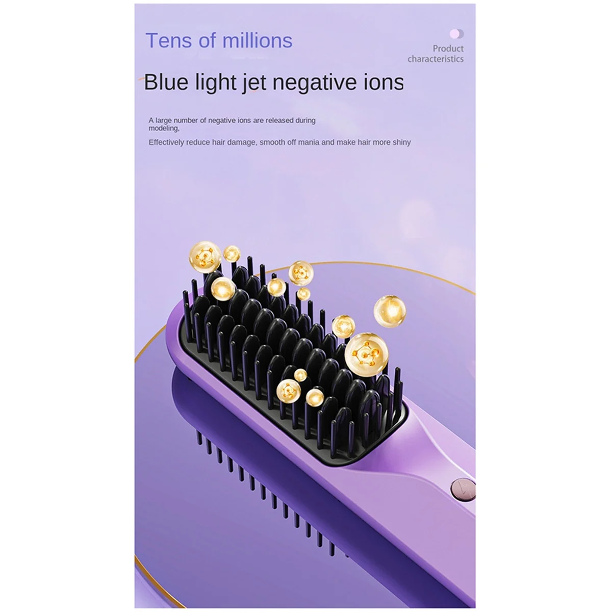 Rechargeable Hot Comb Cordless Hair Brush Straightener Heat Pressing Combs Electric Comb Anti Burn Fast Heating-B