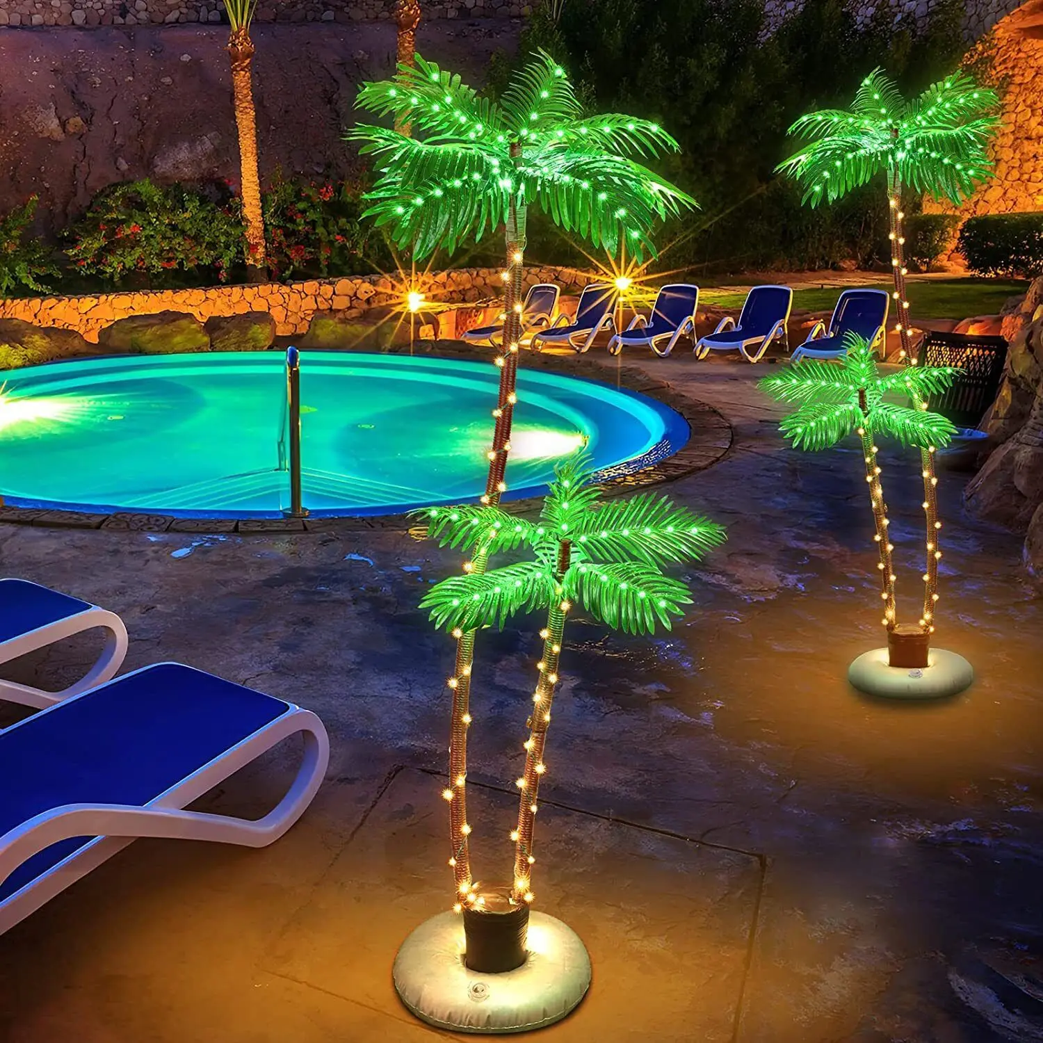 US 6FT LED Lighted Palm Tree Outdoor Artificial Palm Tree Swim Pool Party Decor decoracion outdoor lighting garden