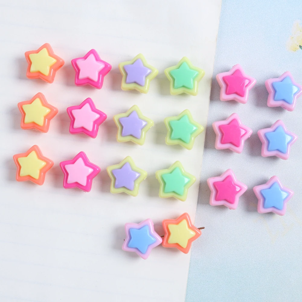 10pcs Acrylic Coloured Two-Toned Five-Pointed Star Beads Diy Necklace Bracelet Phone Chain Loose Bead Jewellery Accessory