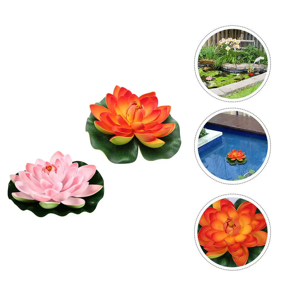 

2Pcs Simulation Lotus Artificial Floating Pond Flowers Imitation Water Lily Decorative Realistic Lotus for Garden Pool