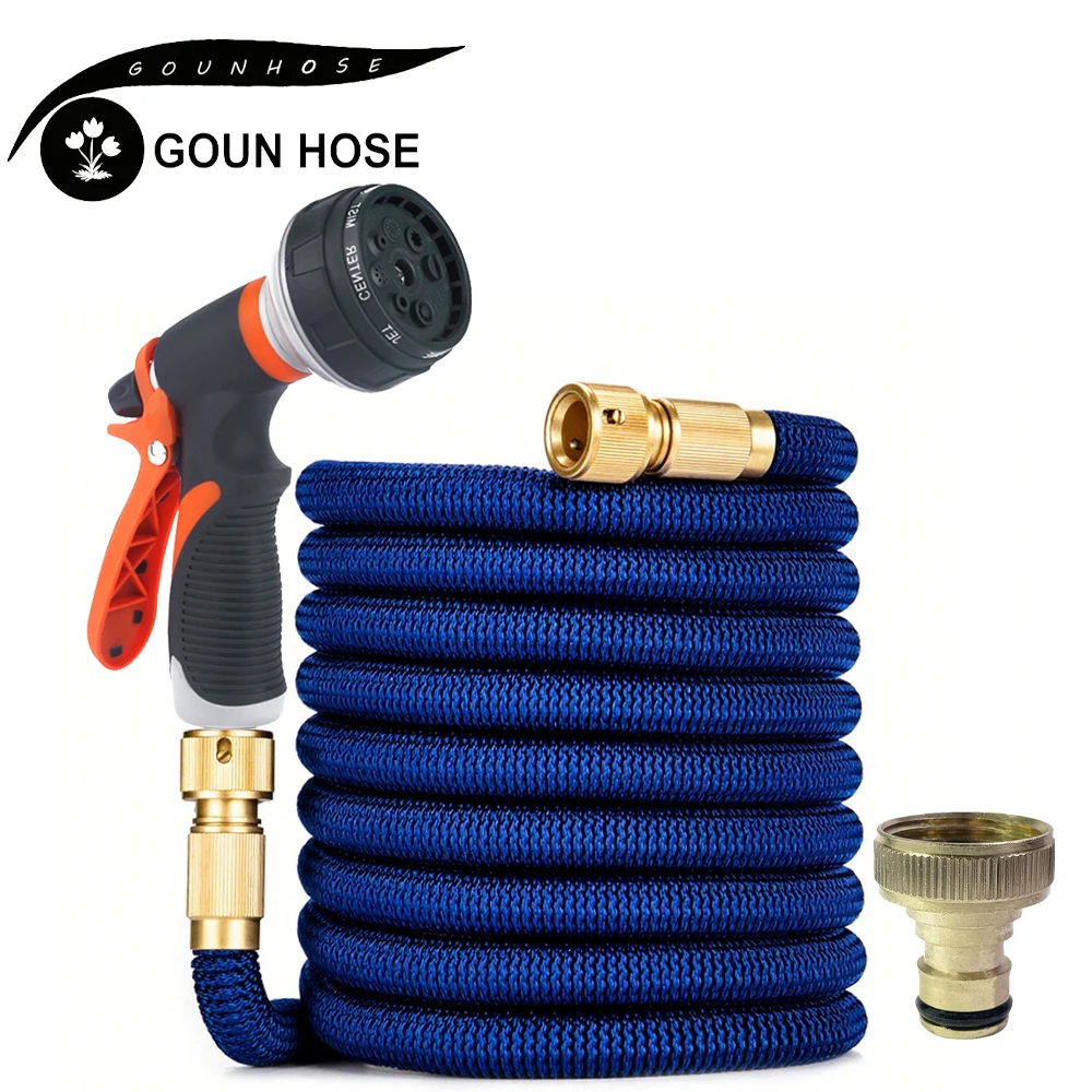 

25FT-125FT Garden Rubber Hose High-Pressure Car Washing Water Gun Flexible And Extendable Watering Hose With Adjustable Nozzle