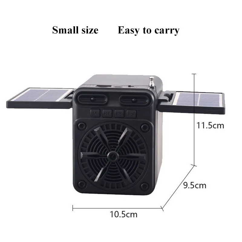 Portable FM Radio Solar Emergency Radio Receiver Built-in Speaker Mini Bluetooth Soundbar Support TF Card U Disk 18650 Battery