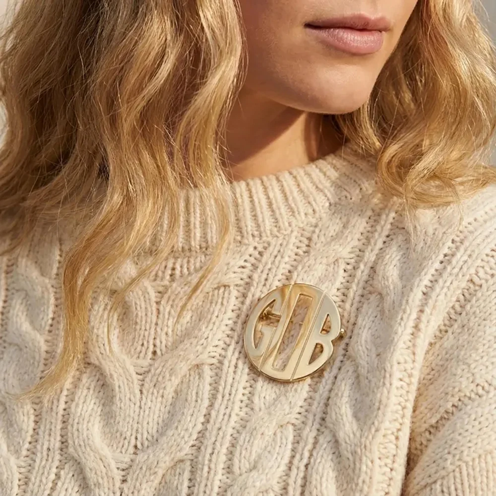 Custom Initial 3 letters Brooches for Women Personalized Luxury Stainless Steel Brooch Men's Collar Badge Groomsman Wedding Gift