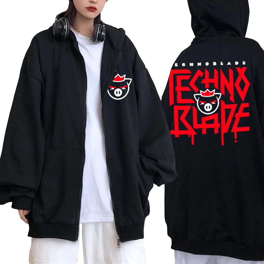 

Technoblade Merch Print Zipper Hoodies Sweatshirts Harajuku Men Women Hip Hop Streetwear Casual Loose Hoodies Fashion Pullovers