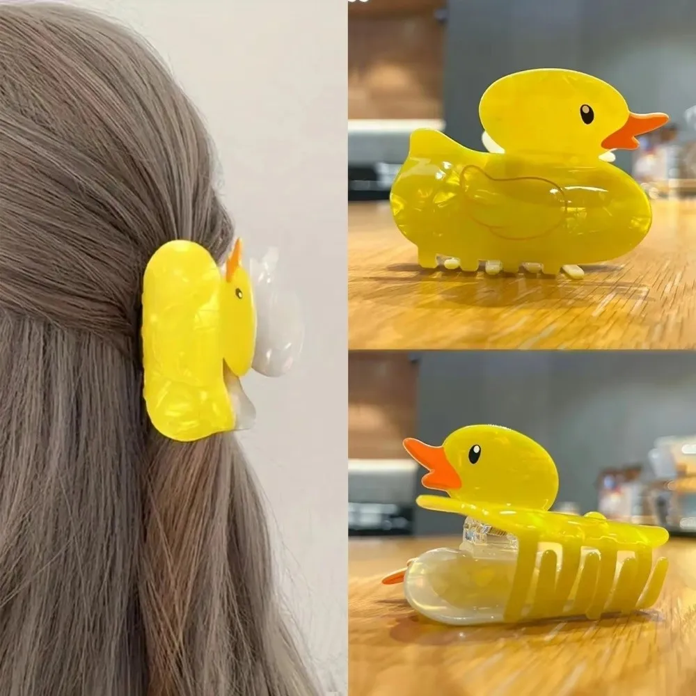 漫画ヘアアクセサリーイエローアヒルヘアクリップヘアスタイリングアクセサリーアクリルヘアクランプノンスリップヘアクリップ女の子