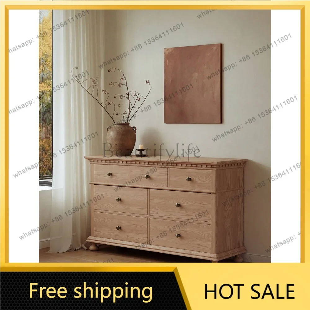 FG solid wood French natural log antique living room storage decorative cabinet