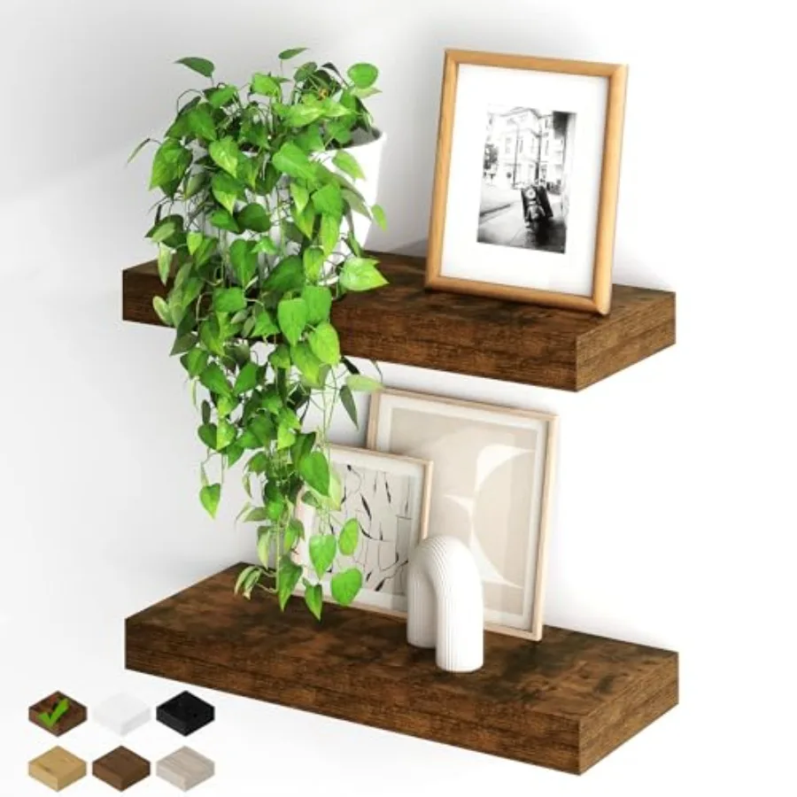 

Floating Shelves for Wall, 0Inch Floating Shelves Set of, Hanging Shelf with Invisible Brackets, Wood Shelves for Living Room,