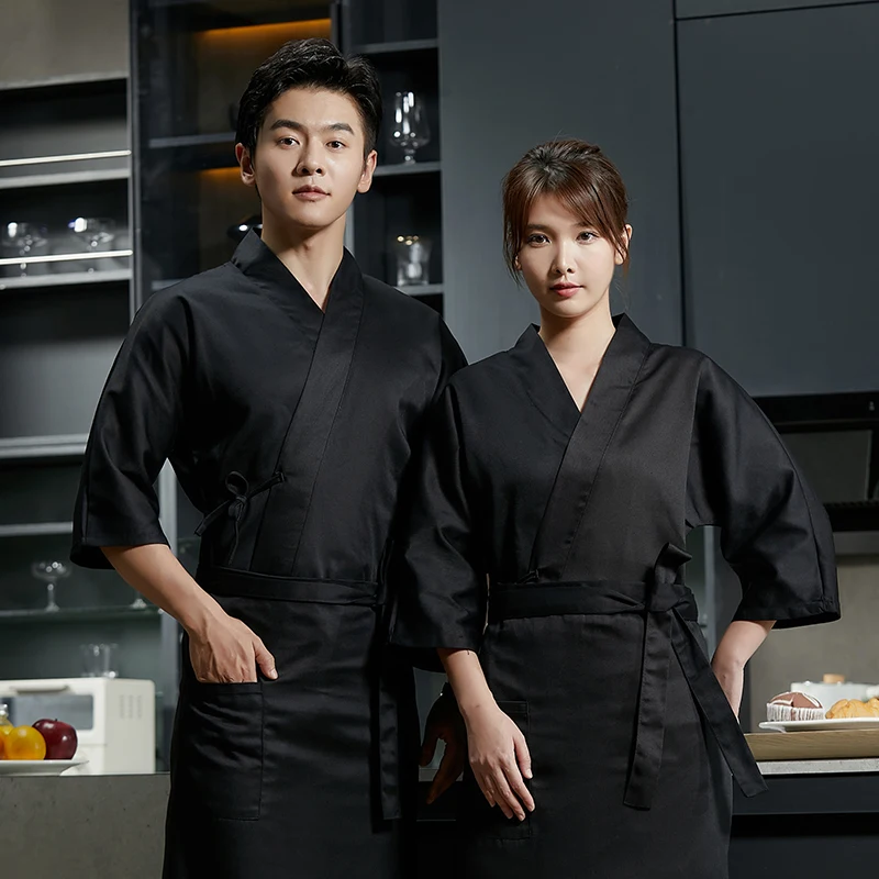 

Sushi Chef Uniform 3/4 Sleeves Catering Restaurant Jacket Men Women Japanese Kimono Kitchen Cook Coat Waiter Uniform Chef Shirts