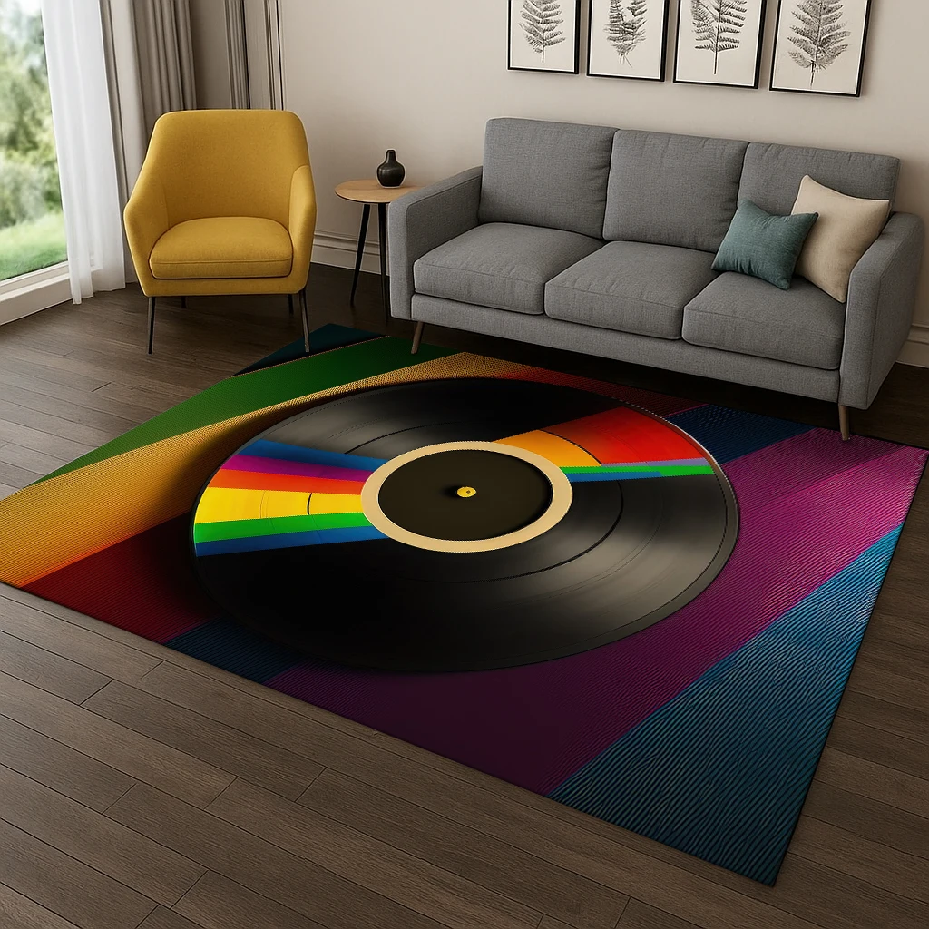 DJ Screen Record Music Carpet Rug Floor Mat for Living Room Sofa Home Bedroom Kitchen Doormat Decor,Playroom Non-slip Area Rug
