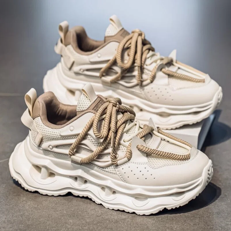 Men's sports shoes four seasons new thick-sole non-slip outdoor casual running shoes student light breathable soft-sole sneakers