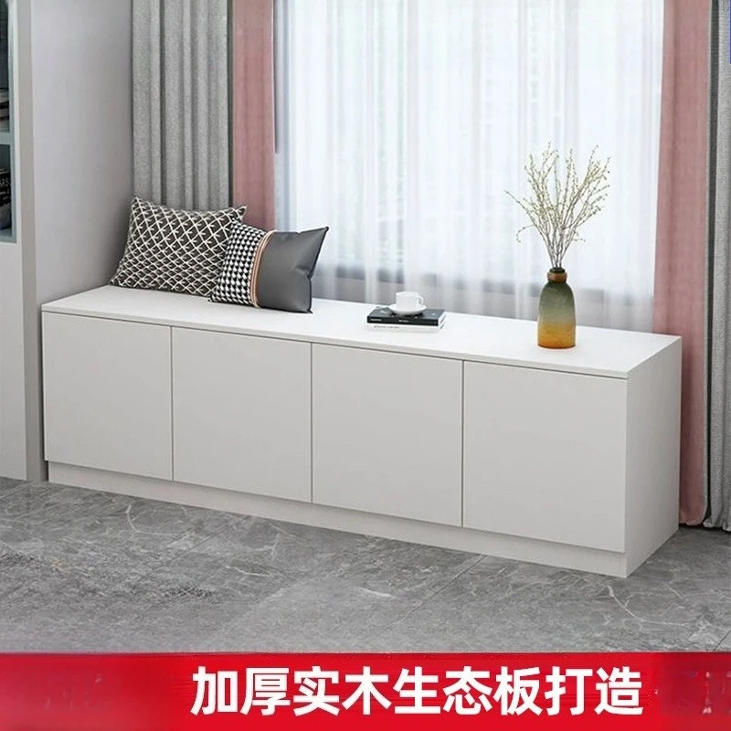 Bay window cabinet Seated solid wood multi-layer storage cabinet Floor cabinet Drawer bedside locker Simple rectangular short