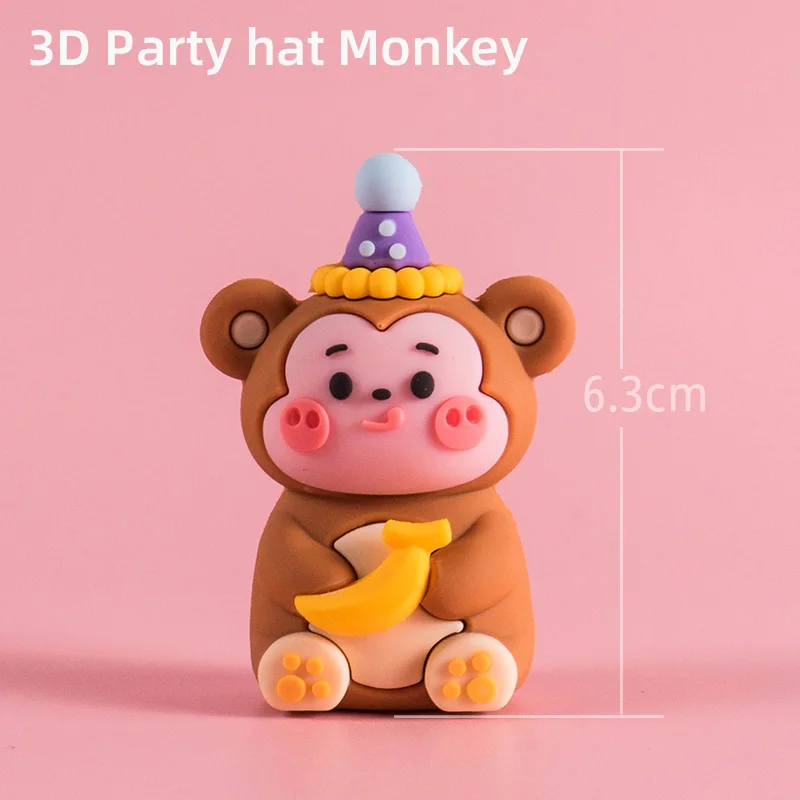 Kinder Geburtstagstorten-Dekoration Heim-Ornament Cartoon Kuchendekoration Happy Birthday Party Kätzchen Welpe Bär Hase Weiche Gummi-Puppe – Detail 10