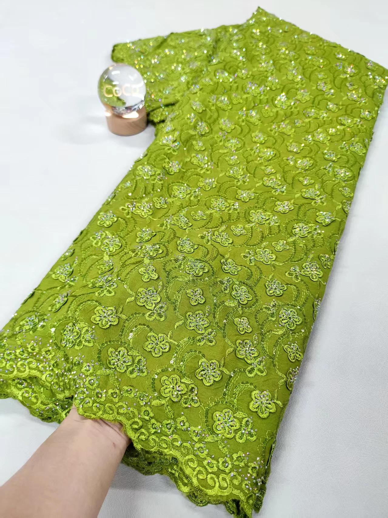 

2025 High Quality Africa Nigerian Tulle Lace Fabric 5Yard Cotton for Wedding Dress Chiffon Party Guipure Sewing XL074