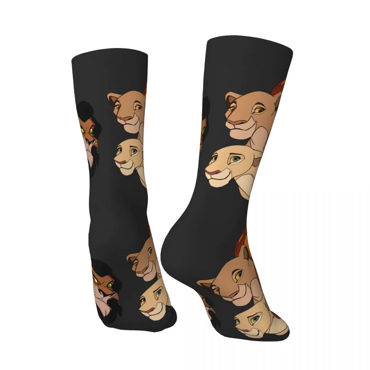 Vintage Family Portrait Men's compression Socks Unisex Disney｠The Lion King｠Film Harajuku Pattern Printed Novelty Crew Sock