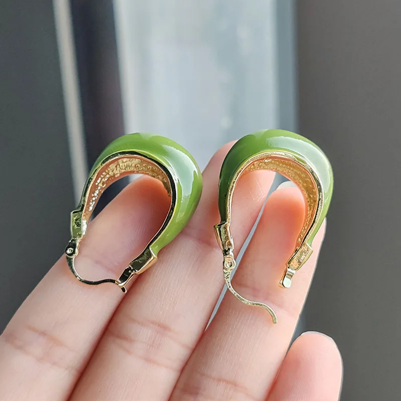 Vintage Metal Enamel Red Hoop Earrings for Women Personality Jewelry Accessories Charm Earring Female Birthday Gift