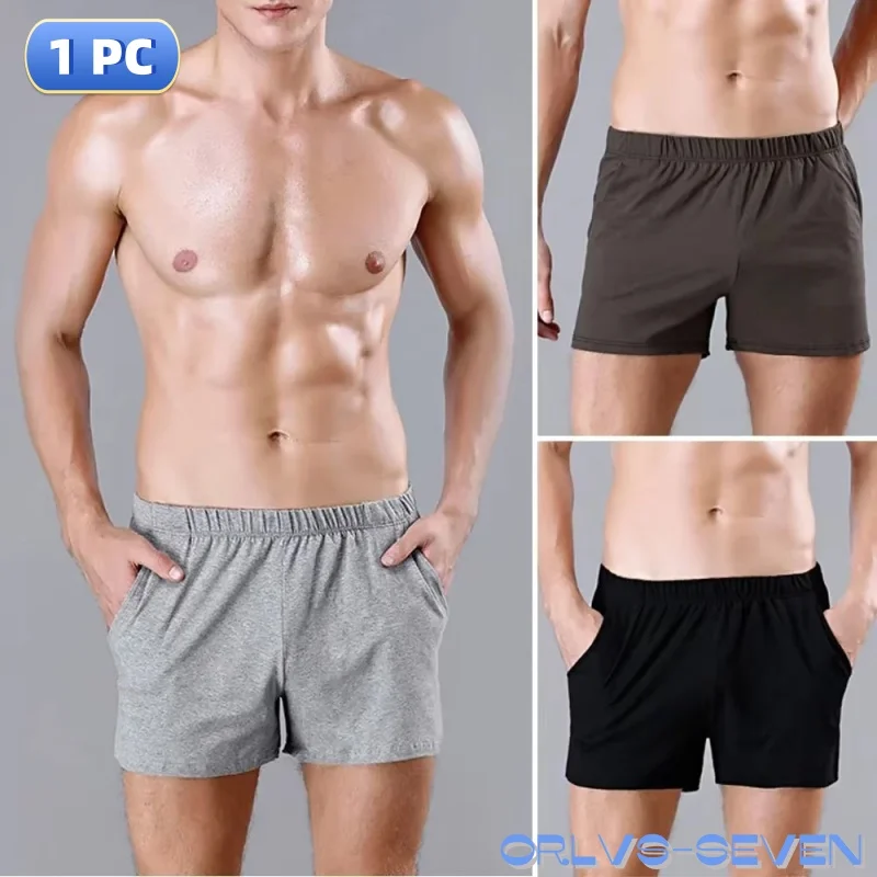 

Men's Cotton Summer Breathable Shorts Fashion Sleep Loose Pajamas Pants Casual Pants Solid Breathable Elastic Home Nightwear