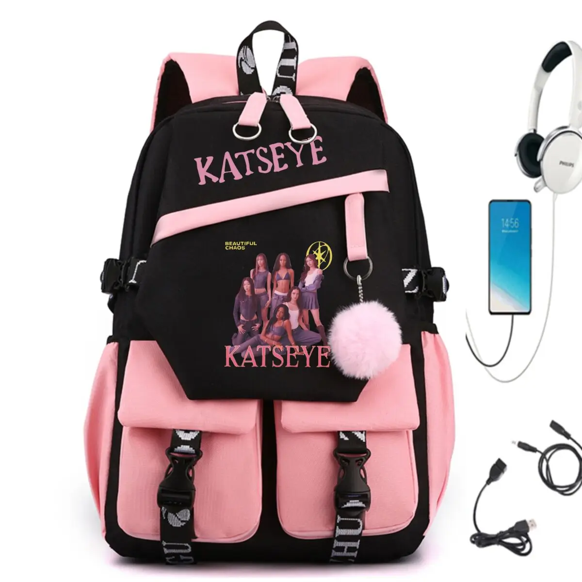 Kpop Katseye Backpack Women Multifunctional Large Capacity School Bags Teenager Students Bagpack Fashion Fans Travel Bagpack