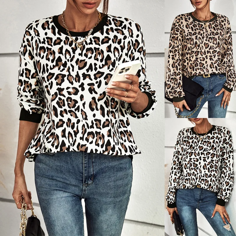 Autumn and Winter Women\'s Hot Selling Leopard Print Long Sleeved Casual Hoodie